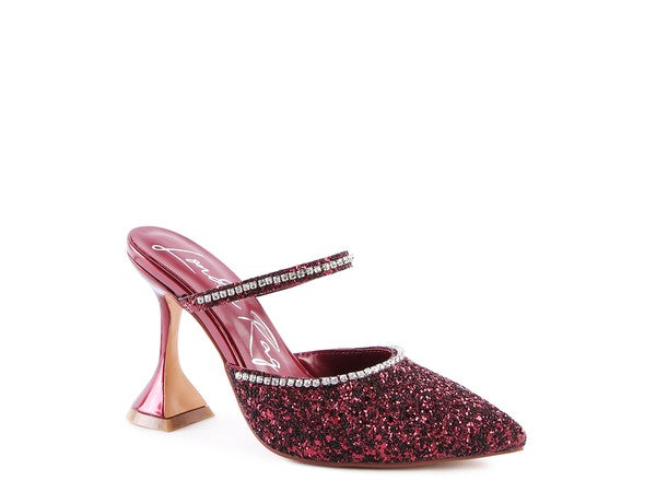 Women's IRIS Glitter Spool Heel Sandal | Zarnesh