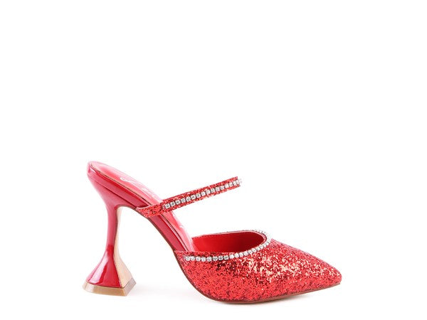 Women's IRIS Glitter Spool Heel Sandal | Zarnesh