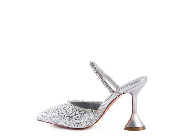 Women's IRIS Glitter Spool Heel Sandal | Zarnesh