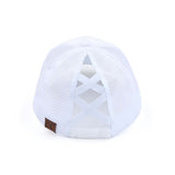 Women's White Small Fit Ponytail Hat BT-1013 | Zarnesh