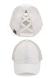 Women's White Small Fit Ponytail Hat BT-1013 | Zarnesh