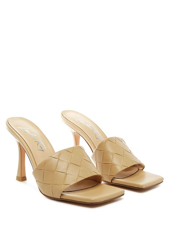 Women's Carmen High Heeled Woven Square Toe Sandal | Zarnesh