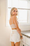 Women V Neck Gingham Smocked Bralette Zarnesh