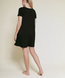 Women Bamboo Classic U Neck Draped Short Sleeve Mini Dress Zarnesh