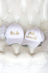  Women's C.C Wedding Bride Just Married Baseball Cap Embroidered Lace Veil BW-1 | Zarnesh