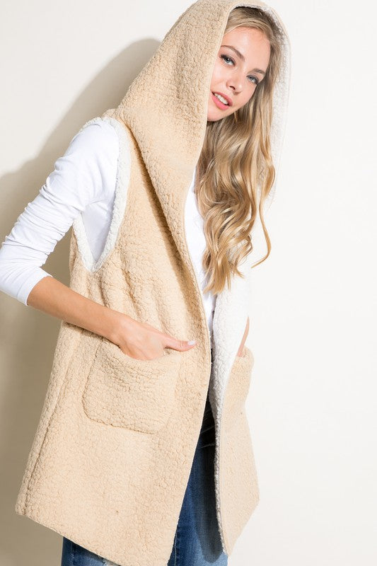 Women Plus Sherpa Long Vest | Zarnesh