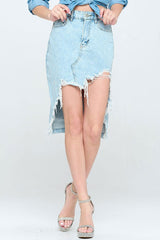 Women Front Destroyed Denim Skirt | Zarnesh