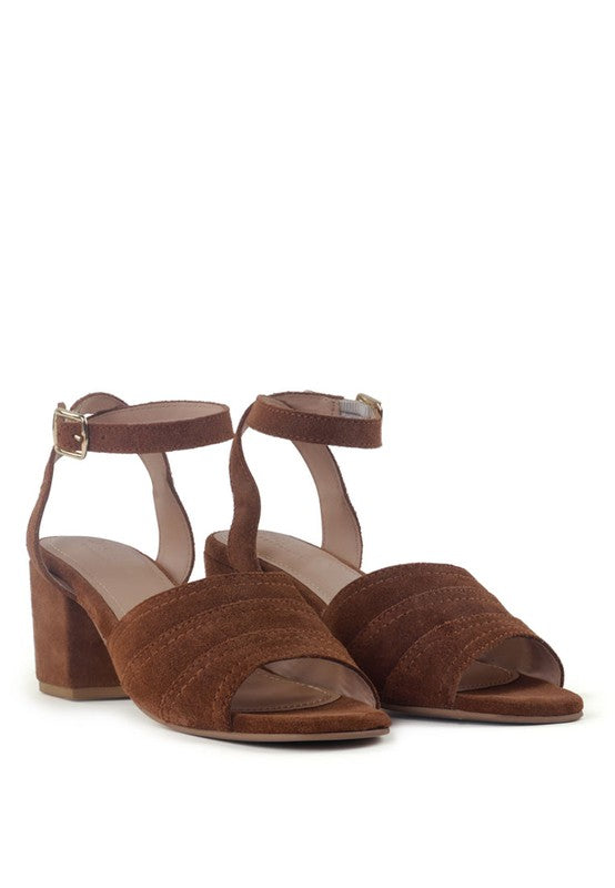 WOMEN'S MON BEAU FINE SUEDE BLOCK HEELED SANDAL | ZARNESH