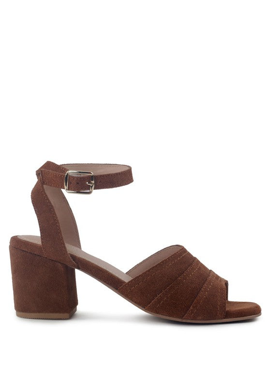 WOMEN'S MON BEAU FINE SUEDE BLOCK HEELED SANDAL | ZARNESH