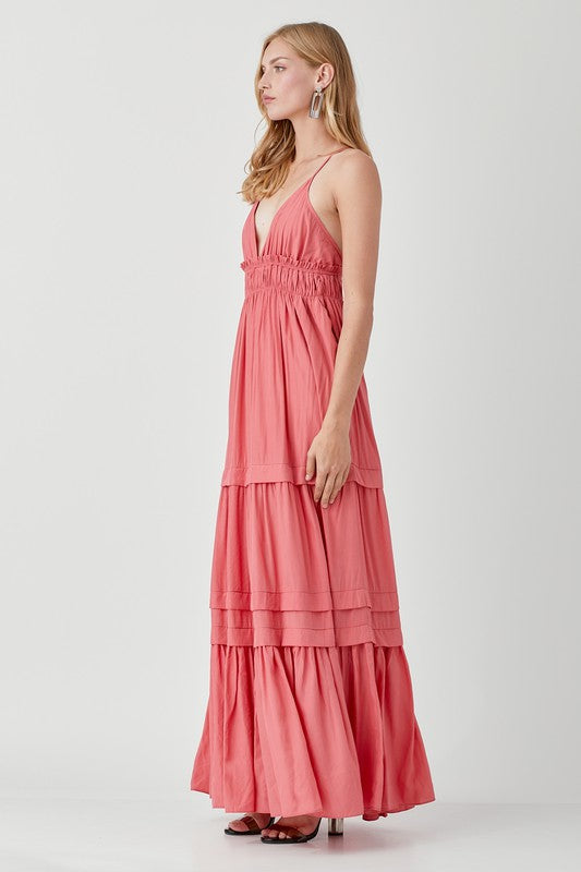 Women’s Shirred Ruffle Folded Detail Maxi Dress | Zarnesh