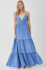 Women’s Shirred Ruffle Folded Detail Maxi Dress | Zarnesh