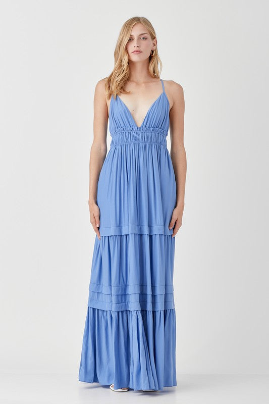 Women’s Shirred Ruffle Folded Detail Maxi Dress | Zarnesh