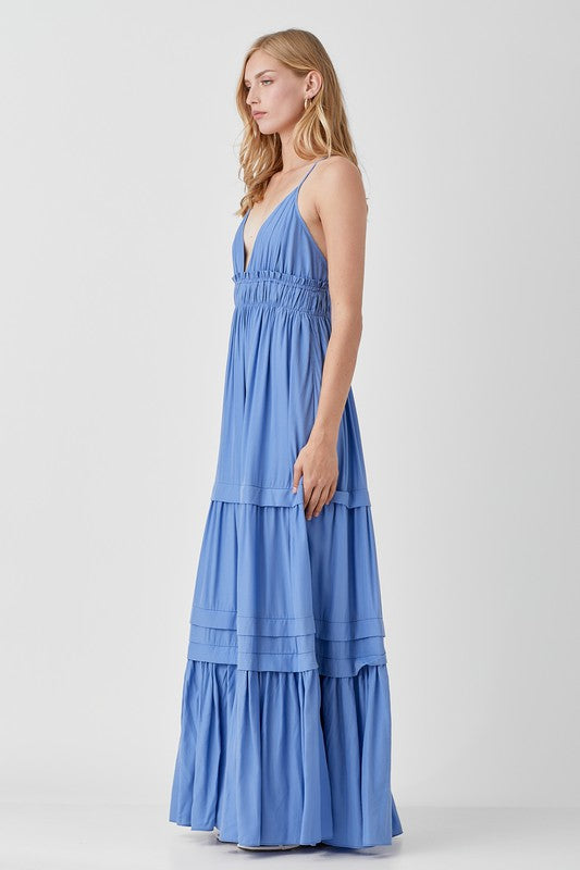 Women’s Shirred Ruffle Folded Detail Maxi Dress | Zarnesh