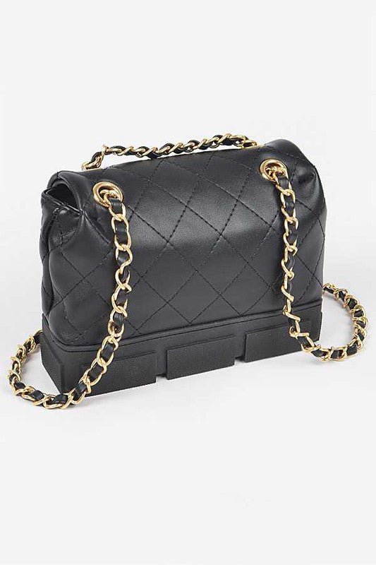 Women Silicon Bottom Quilted Shoulder Strap Bag Zarnesh