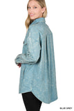 Women Premium Cotton Woven Vintage Washed Shacket | Zarnesh