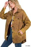 Women Premium Cotton Woven Vintage Washed Shacket | Zarnesh