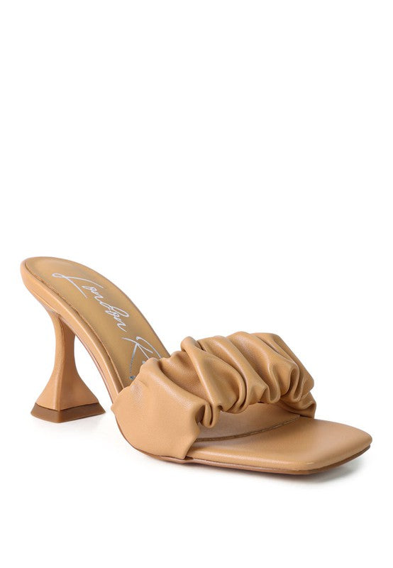 WOMEN'S REBEL SPOOL HEELED RUCHED SANDALS | ZARNESH