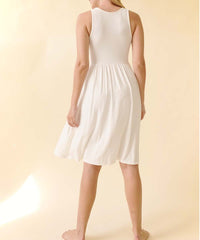 Women Bamboo Amy Pockets Knee Length Fit Flare Tank Dress Zarnesh