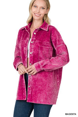 Women Oversized Premium Vintage Washed Corduroy Shacket | Zarnesh