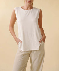 Women Bamboo Muscle Banded Neck Sleeveless Tank Top Zarnesh