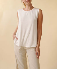 Women Bamboo Muscle Banded Neck Sleeveless Tank Top Zarnesh