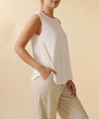 Women Bamboo Muscle Banded Neck Sleeveless Tank Top Zarnesh