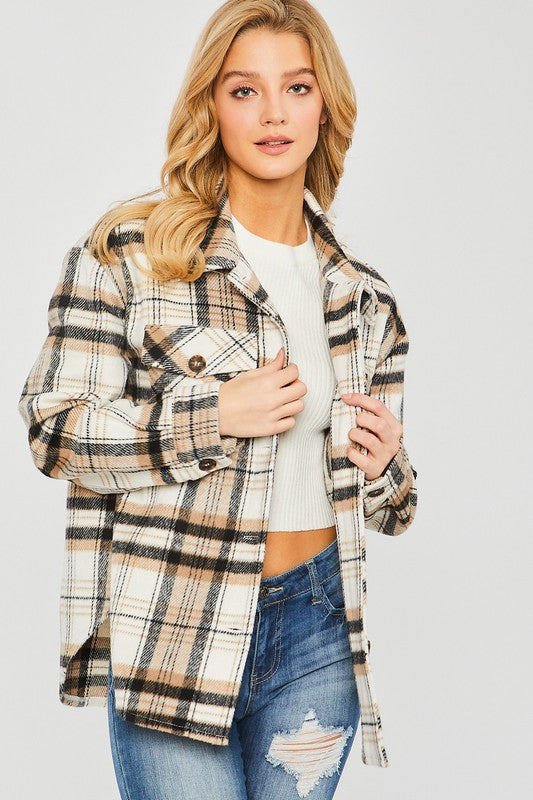 Women Plaid Bust Pocket Shacket | Zarnesh