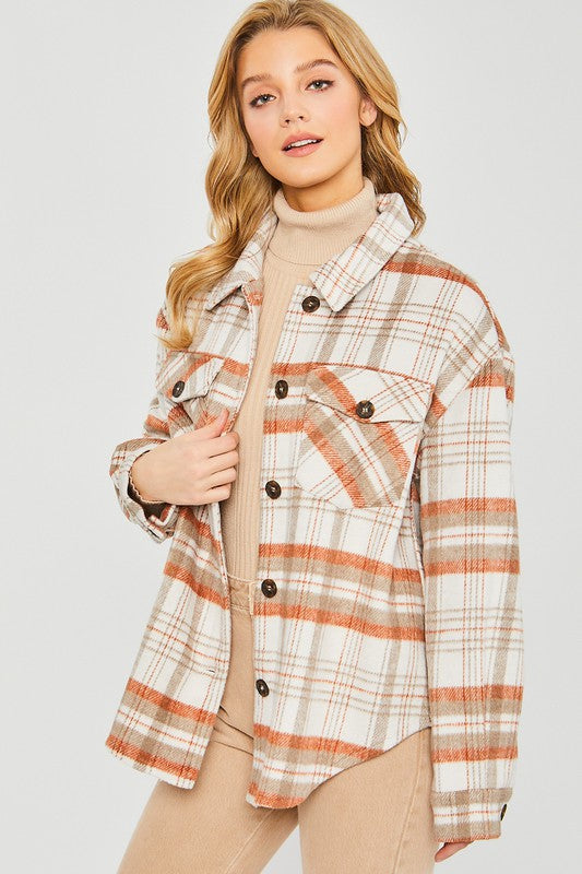 Women Plaid Bust Pocket Shacket | Zarnesh