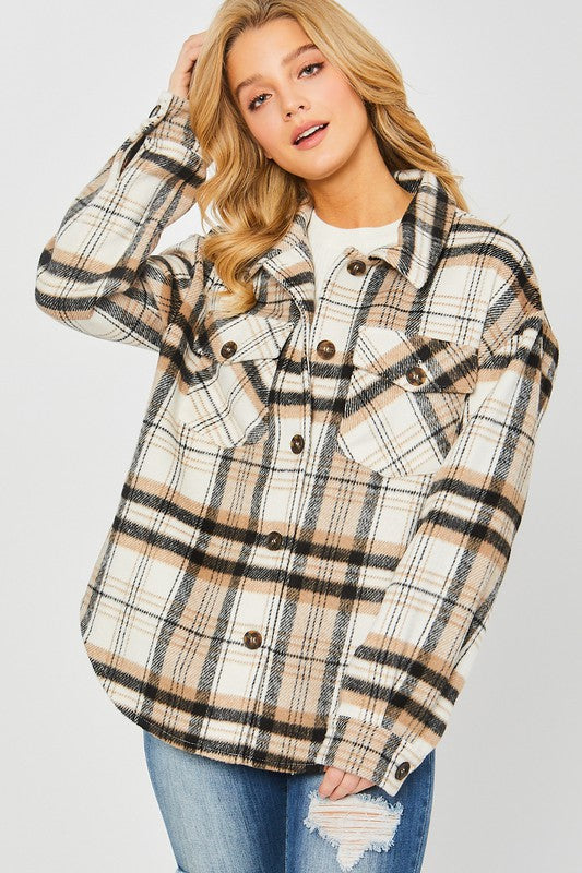 Women Plaid Bust Pocket Shacket | Zarnesh