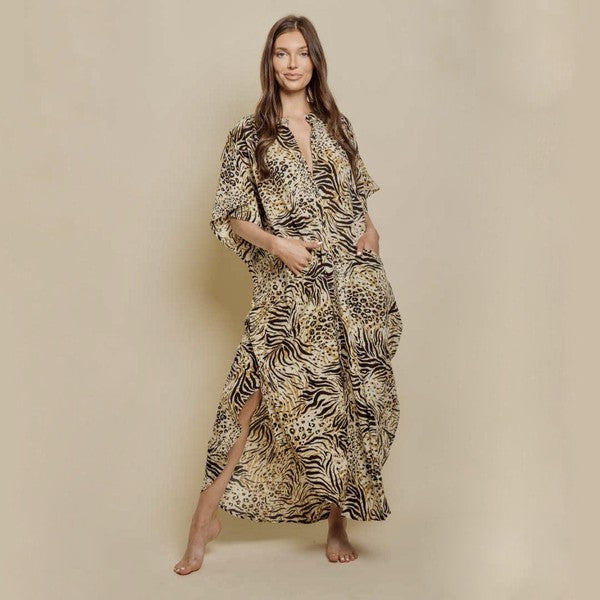 Women's Wide Dress -Animal Print | Zarnesh