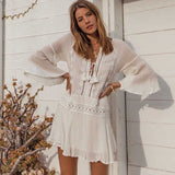 Women Front Tassel V Neckline Loose Fit Chloe Swimsuit Cover Up Zarnesh