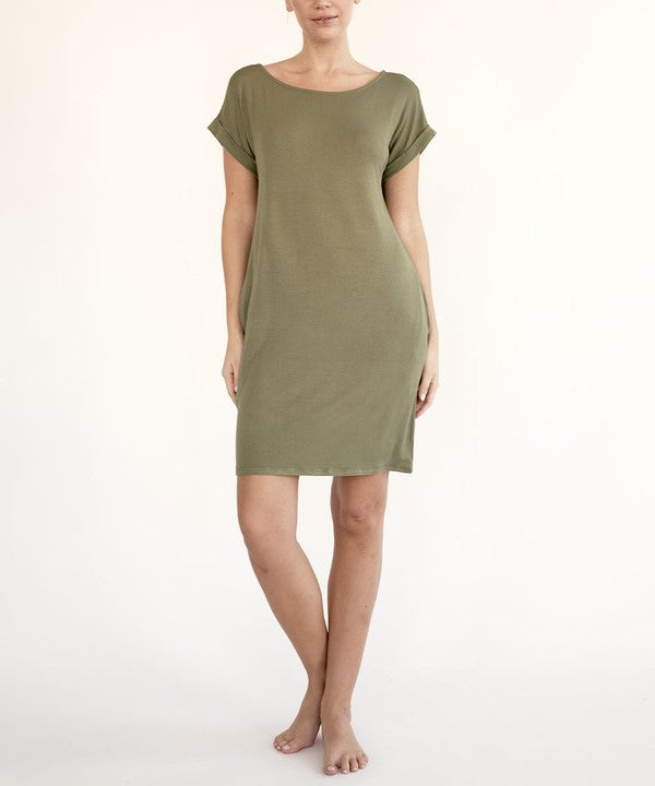 Women Silky Butter Soft Bamboo Straight Cut Crop Mini Dress Zarnesh