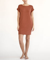 Women Silky Butter Soft Bamboo Straight Cut Crop Mini Dress Zarnesh