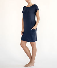 Women Silky Butter Soft Bamboo Straight Cut Crop Mini Dress Zarnesh