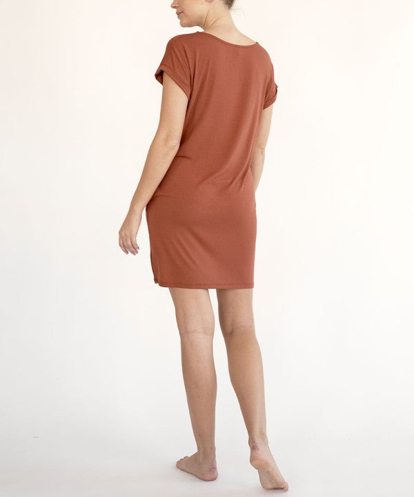 Women Silky Butter Soft Bamboo Straight Cut Crop Mini Dress Zarnesh
