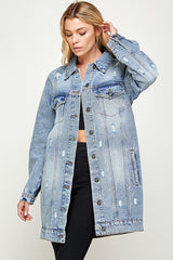 Women Denim 3/4 Quarter Distressed Washed Jackets | Zarnesh