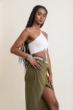 Women Lace Up Halter Knit Bralette Zarnesh