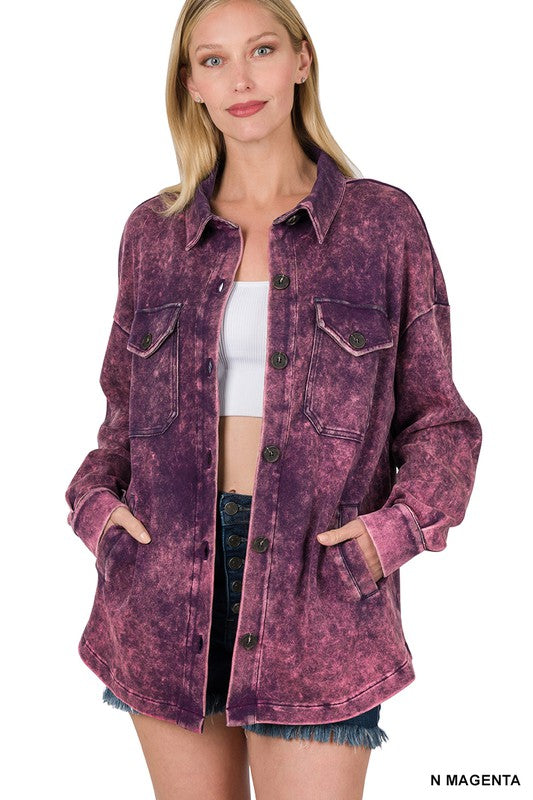 Women Mineral Washed Shacket | Zarnesh