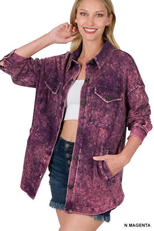 Women Mineral Washed Shacket | Zarnesh