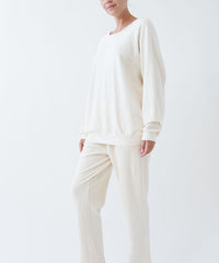 Women Garment Dye French Terry Long Sleeve Round Neck Pullover Zarnesh