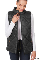 Women Diamond Quilted Zip Front Vest | Zarnesh