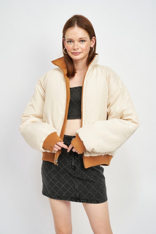 Women Long Sleeves Reversible Puffer Jacket | Zarnesh