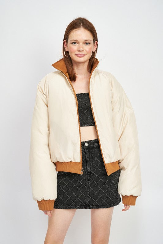 Women Long Sleeves Reversible Puffer Jacket | Zarnesh