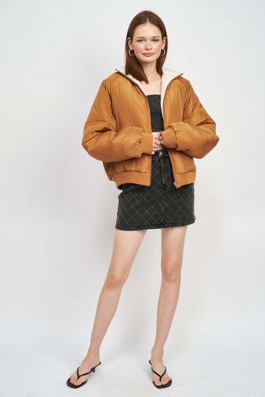 Women Long Sleeves Reversible Puffer Jacket | Zarnesh