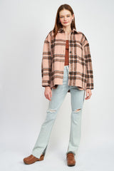 Women Oversized Plaid Jacket With Fringe | Zarnesh