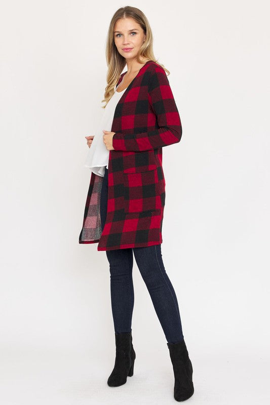 Women’s Long Buffalo Plaid Stripe  Cardigan | Zarnesh