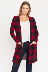 Women’s Long Buffalo Plaid Stripe  Cardigan | Zarnesh