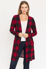 Women’s Long Buffalo Plaid Stripe  Cardigan | Zarnesh