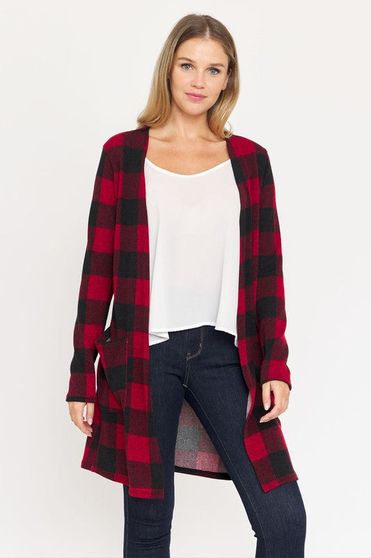 Women’s Long Buffalo Plaid Stripe  Cardigan | Zarnesh