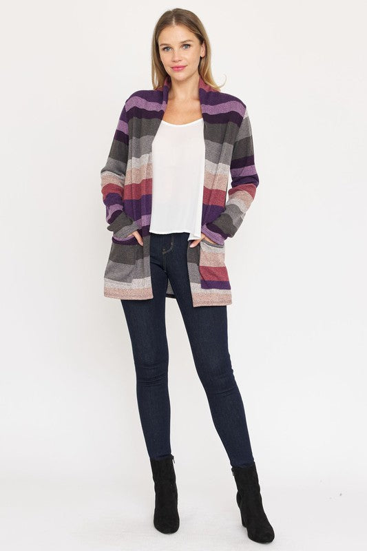 Women’s Stripe Elbow Patch Cardigan | Zarnesh